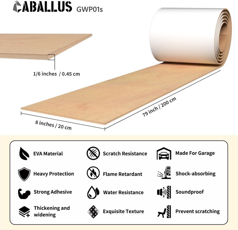 Caballus Store GWP01 Wood Grain Garage Wall Protector Car Door Protectors, Garage Accessories, Parking Stopper for Garage, Tool-Free, Designed in Germany (4.5mm Wood Grain) - Image 2